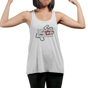 Bella + Canvas | Heather Grey True Crime Graphic Racerback Tank Top